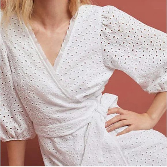 VELVET by GRAHAM & SPENCER white eyelet Marina wrap dress - Picture 2 of 9